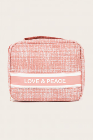 Love And Peace Striped Cosmetic Bag