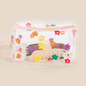 Clear Patterned Vinyl Cosmetic Bag