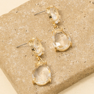 Double Faceted Teardrop Dangle Earrings