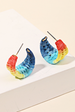 Raffia Braid Open Hoop Earrings