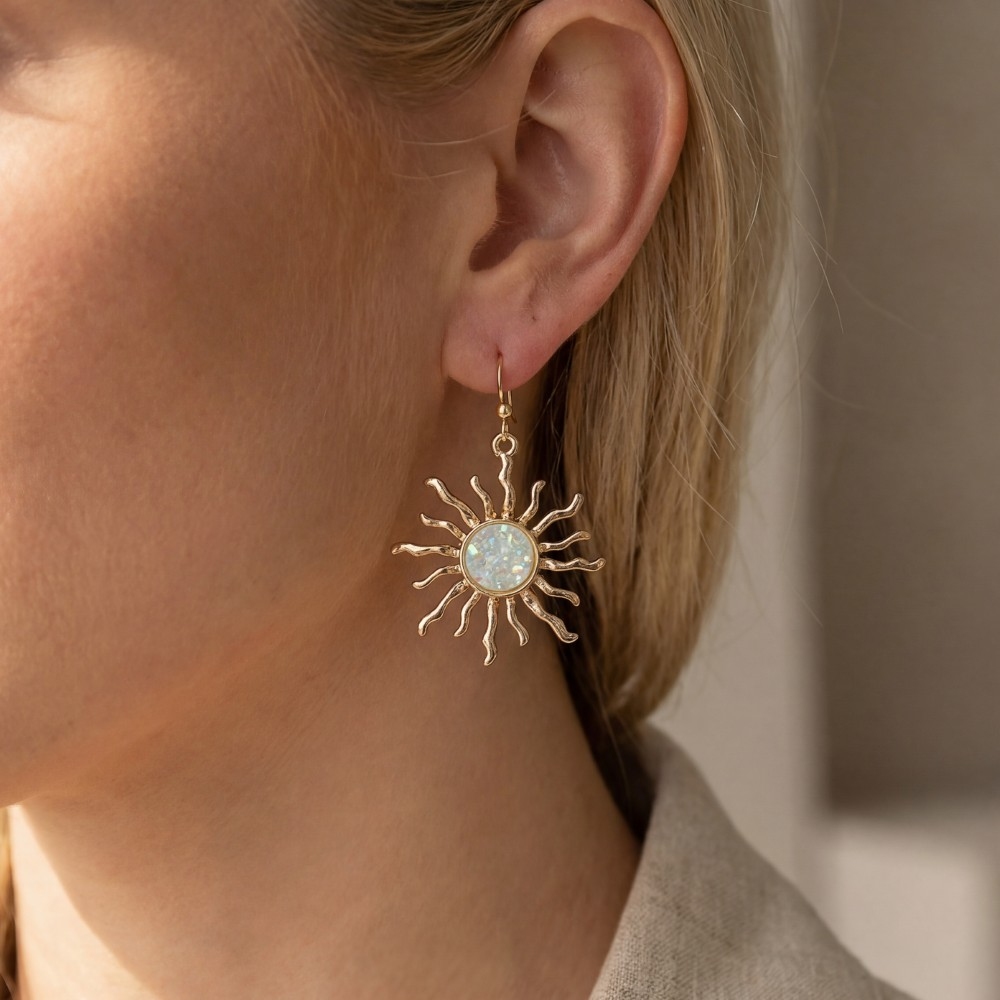 Glitter Resin Sun Dangle Earrings