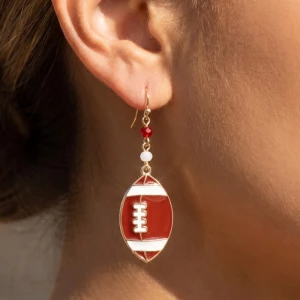 Game Day Colors Enamel Football Dangle Earrings