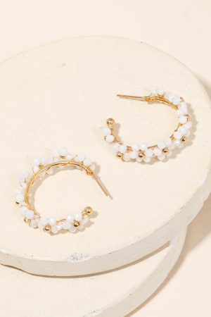 Seed Beaded Open Hoop Earrings