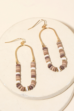 Beaded Oval Arch Cutout Drop Earrings