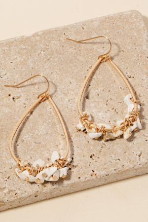 Pebble Stone Charms Tear Dangle Earrings