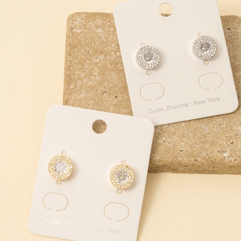 Cz Double Halo Stud Earrings