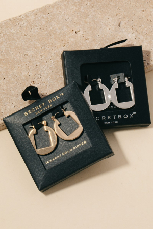 Gold Dipped Square Cut Out Hoop Earrings