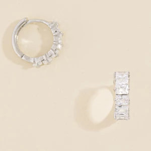 Princess Cut Cz Huggie Hoop Earrings