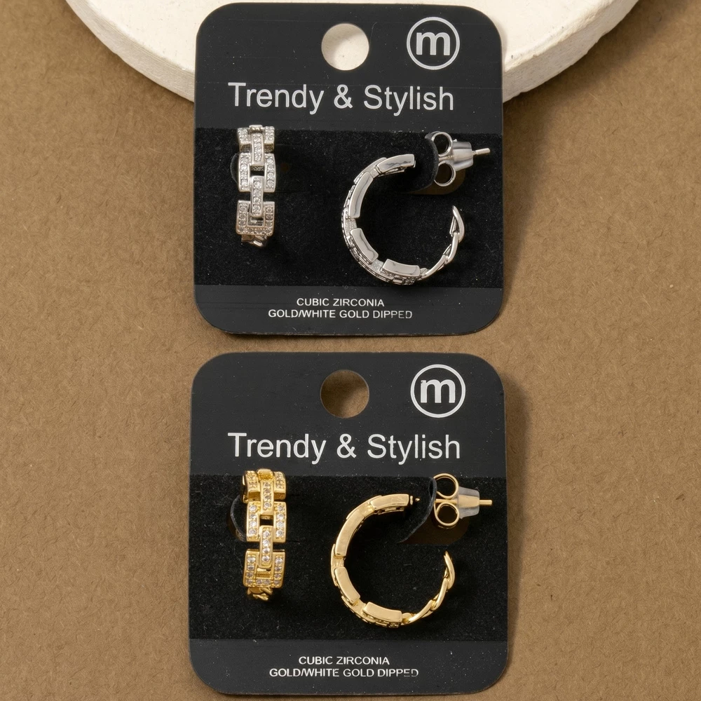 Pave Chain Link Cz Earrings