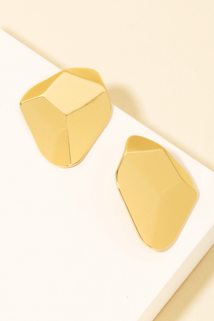 Metallic Geometric Shield Drop Earrings
