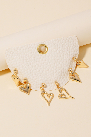 3Pc Mixed Heart Dangle Charms Earrings Set