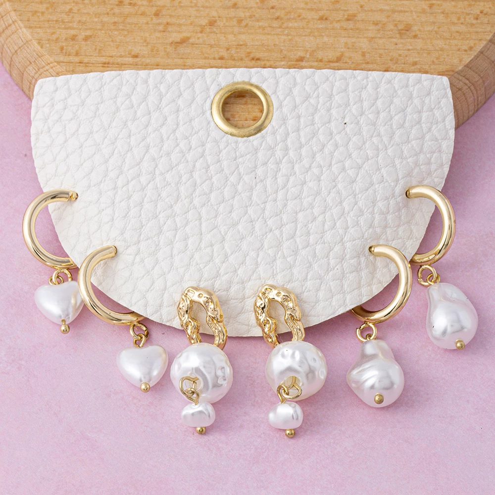 Three Pair Baroque Pearl Charm Hoop Earring Set