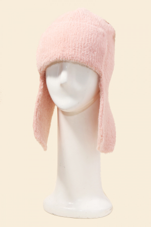 Fuzzy Knitted Trapper Hat