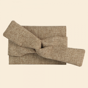 Linen Bow Bifold Clutch Bag