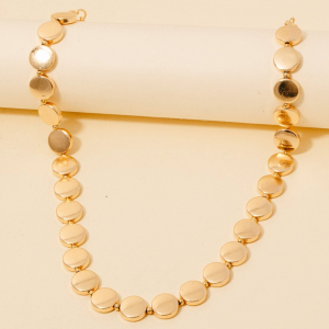 Mixed Metallic Disc And Oval Classic Chain Necklace