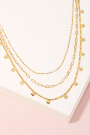 Mini Metallic Disc Charms Layered Necklace