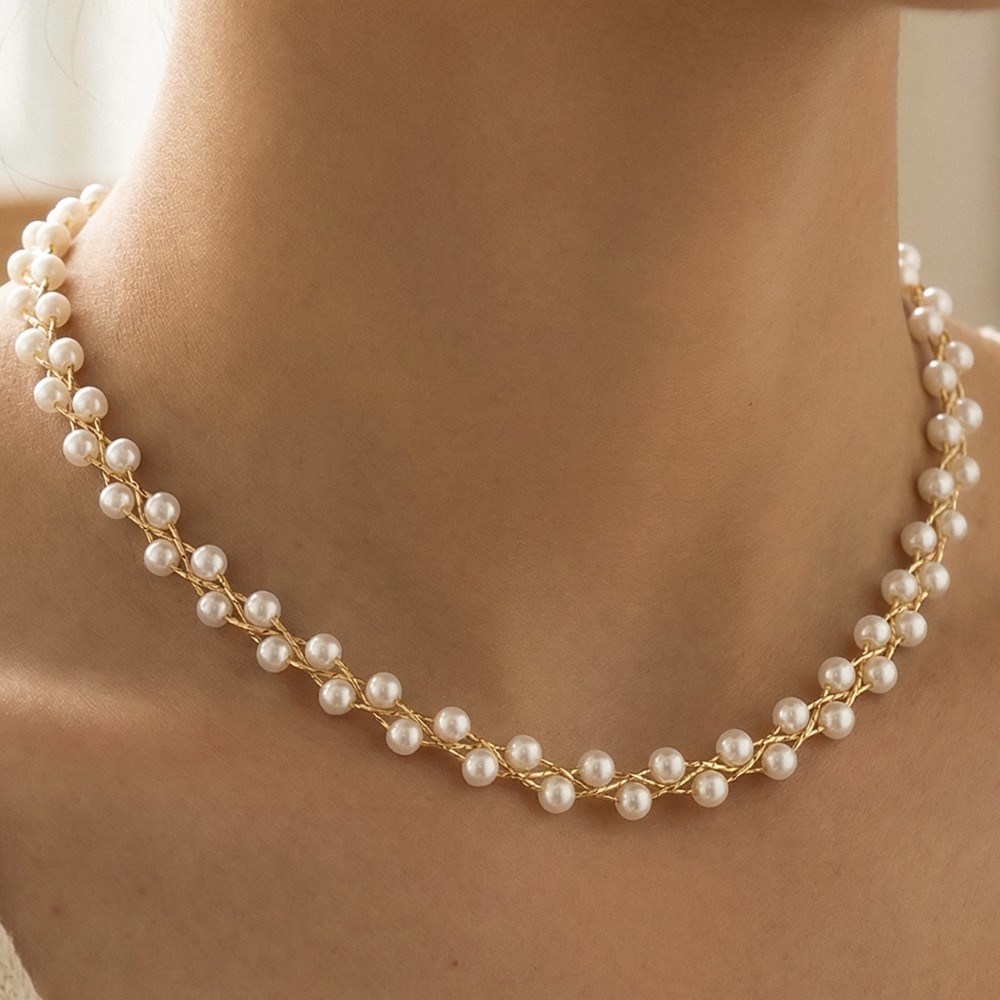 Braided Pearl Chain Necklace