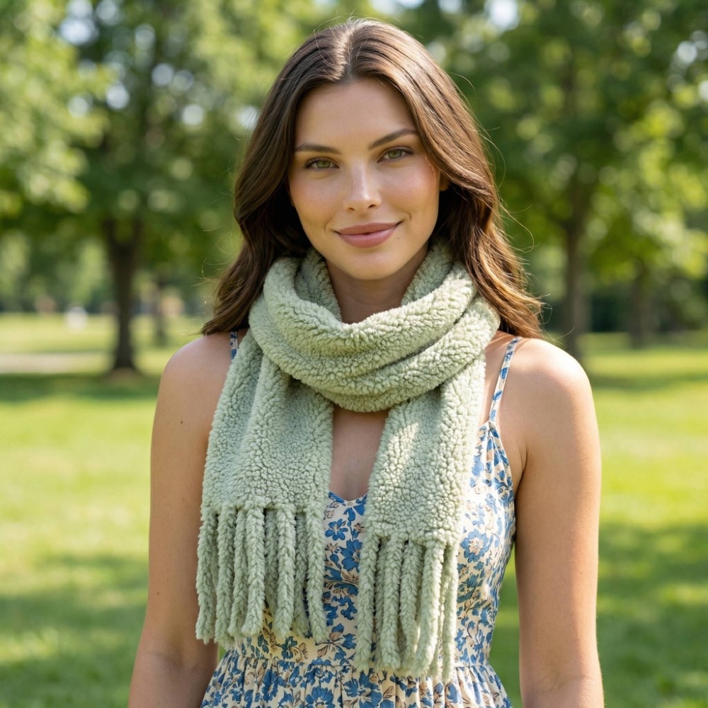 Faux Teddy Fur Oblong Scarf