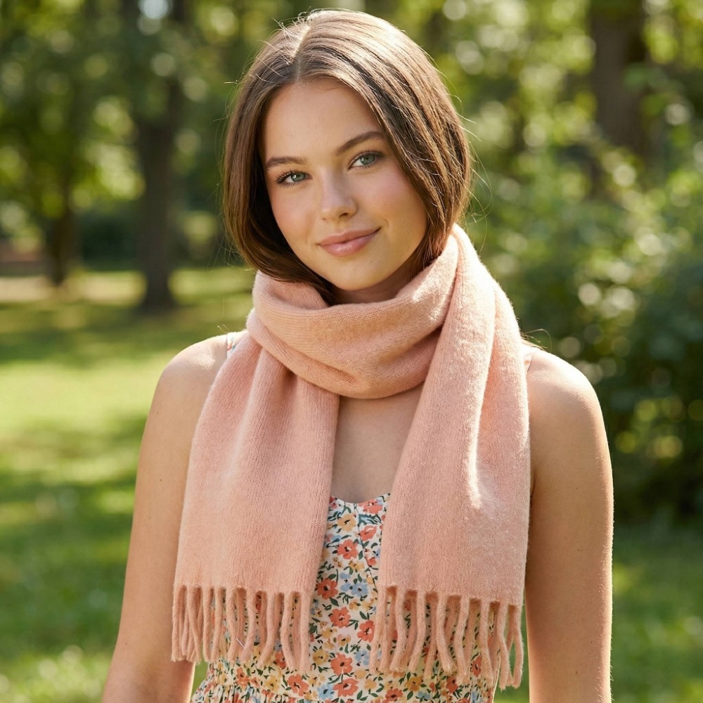 Soft Knitted Fringe Scarf