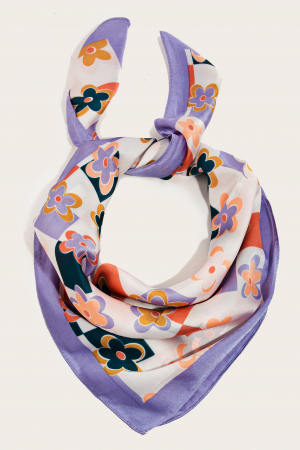 Flower Print Square Bandana Scarf