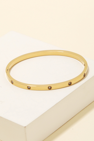 Studded Metallic Solid Clasp Bracelet