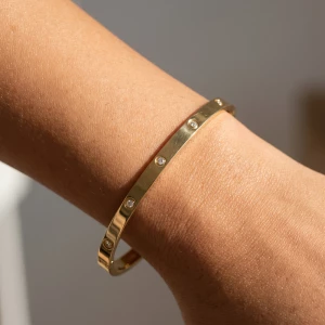 Slim Bezel Set Cz Station Hinged Bangle Bracelet