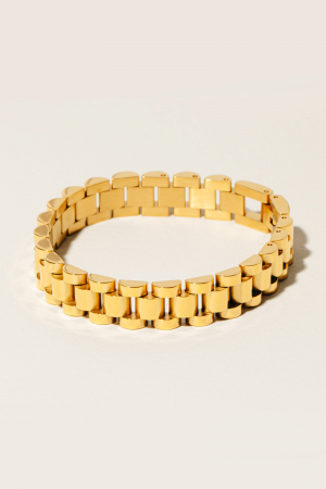 Wide Rounded Watch Chain Bracelet