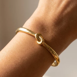 Stainless Steel Love Knot Hinged Bangle Bracelet