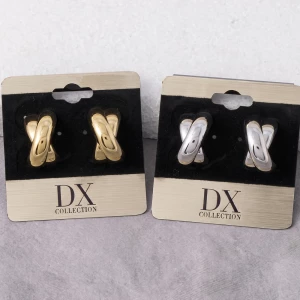 Stainless Steel Chunky Crossover X Hoop Earrings