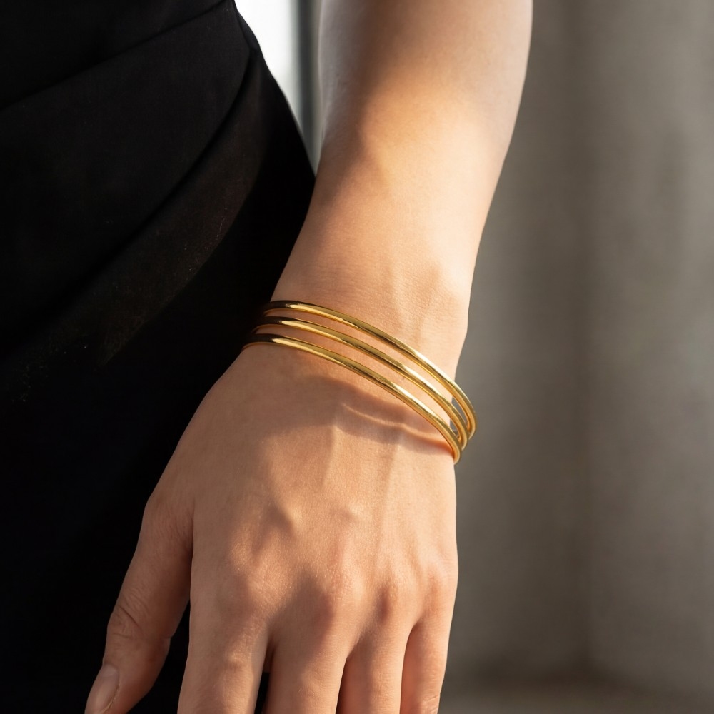 Secret Box Stainless Steel Stacked Bangle Bracelet Set