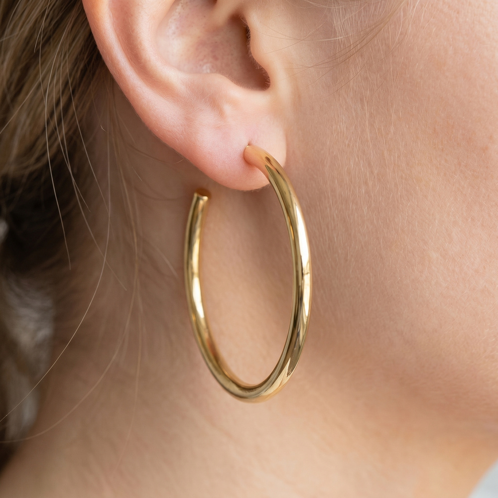 14K Gold Dipped Large Open Hoop Earrings