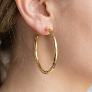 14K Gold Dipped Large Open Hoop Earrings