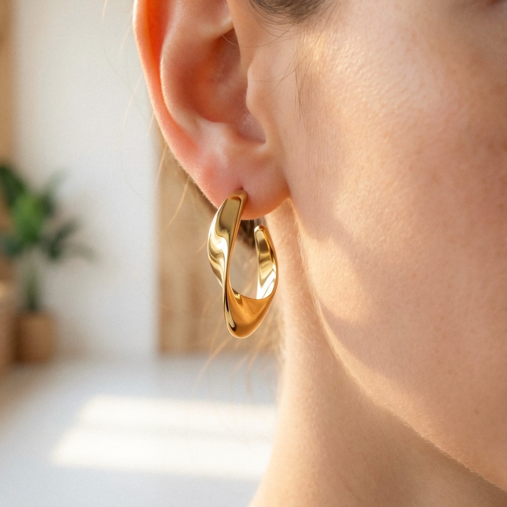 Secret Box Gold Dipped Stainless Steel Irregular Hoop Earrings