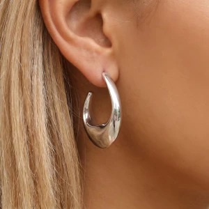 Sterling Silver Dipped Triple Groove Hoop Earrings