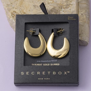 14K Gold Dipped Puffy Crescent Hoop Earrings