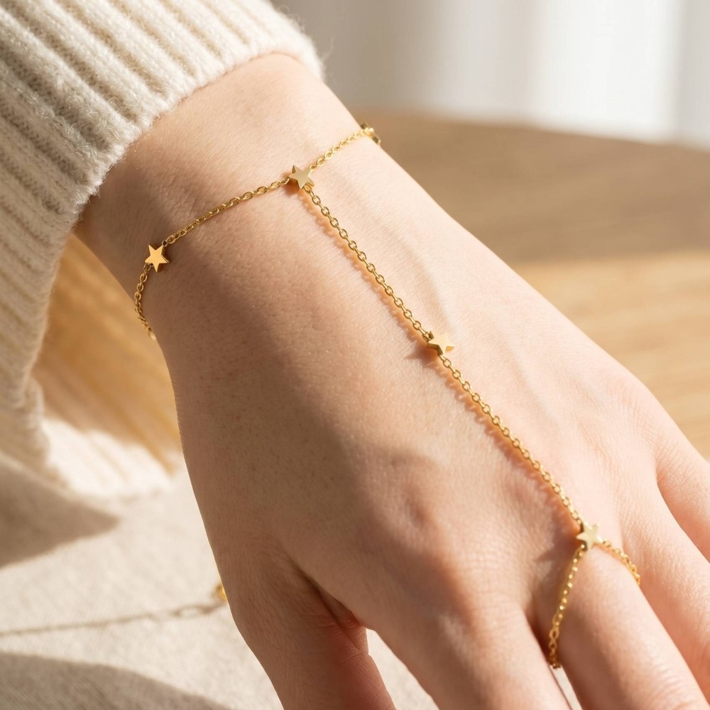 Star Charm Hand Chain Finger Ring Bracelet