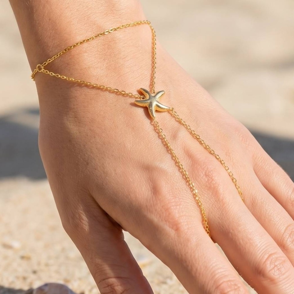 Starfish Hand Chain Finger Ring Bracelet