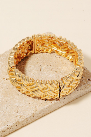 Intricate Solid Metallic Weave Elastic Bracelet