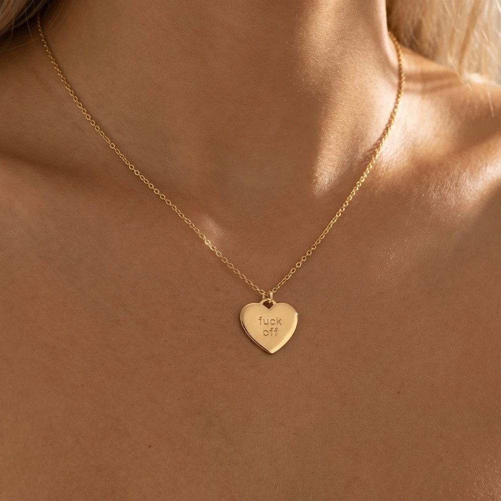 Fuck Off Heart Pendant Necklace