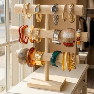 Three Tier Wooden Bracelet Display Stand