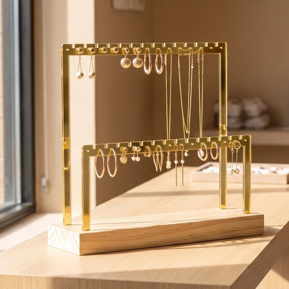 Two Tier Offset Bar Earring Display Stand