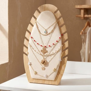Notched Bamboo Necklace Display Easel