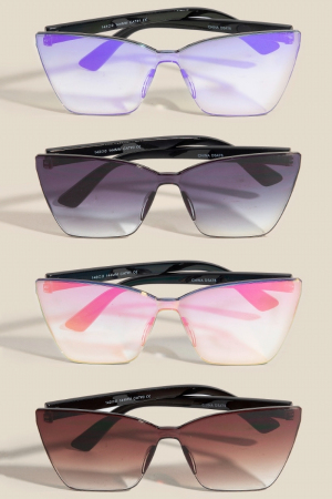 Large Frameless Round Square Sunglasses Set