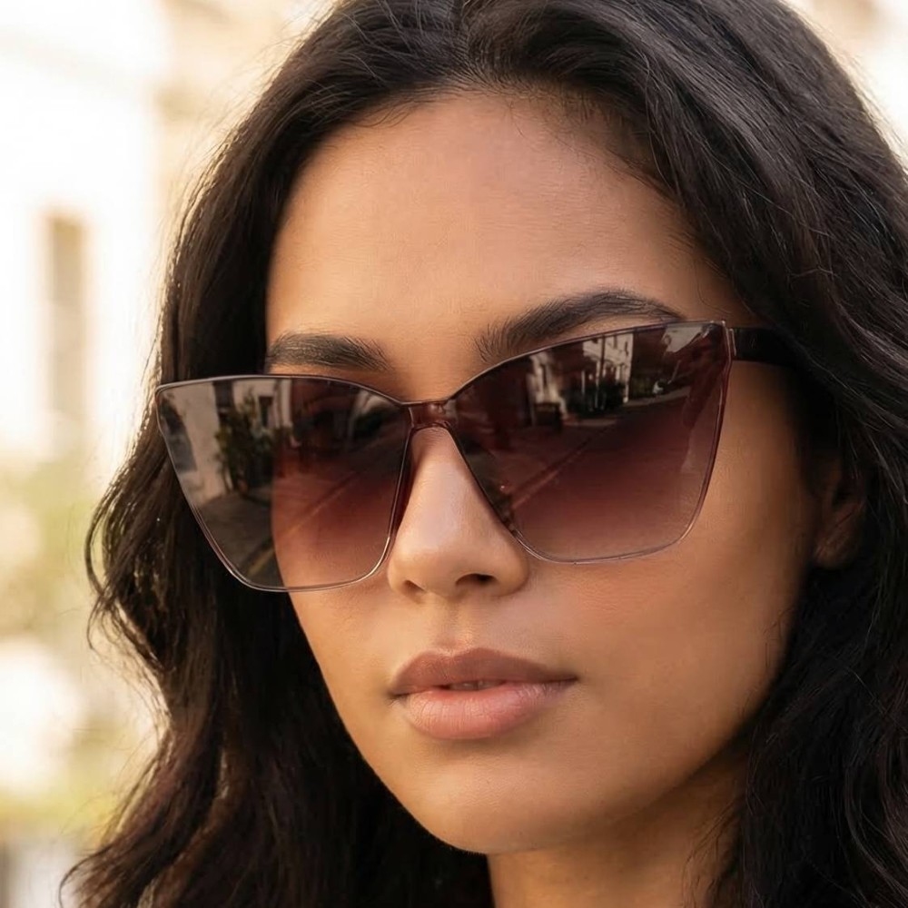 Large Frameless Round Square Sunglasses Set