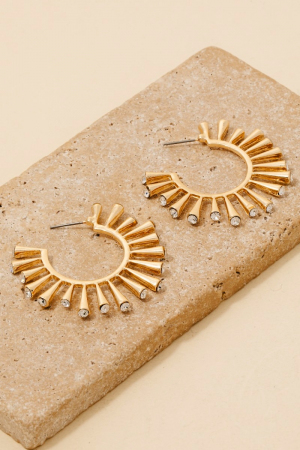 Rhinestone Studded Sunshine Hoop Earrings