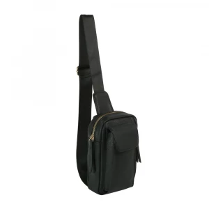 Vegan Leather Flap Pocket Sling Crossbody Bag