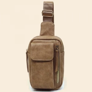 Vegan Leather Flap Pocket Sling Crossbody Bag