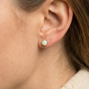 Circular Opal Stud Earrings