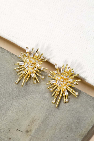 Metallic Rhinestone Firework Earrings