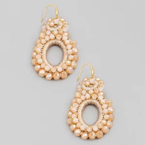 Seed Beaded Circle Hook Drop Earrings